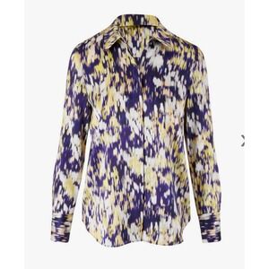 Lafayette 148 $698 New York Scottie Ink Blouse‎ Silk Multicolor Size Medium